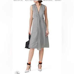 Deborah Lyons Ashely Stripe Wrap Dress Sleeveless Silk Office Siren sz 12